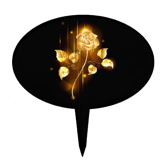 Golden rose ( gold rose ) cake topper (Front)