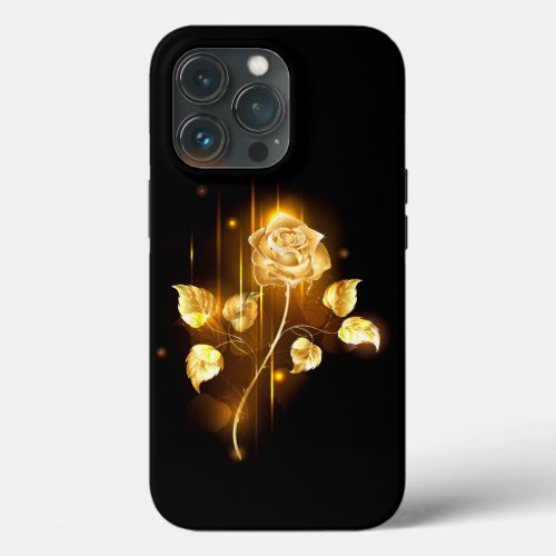 Golden rose  gold rose  iPhone 13 pro case