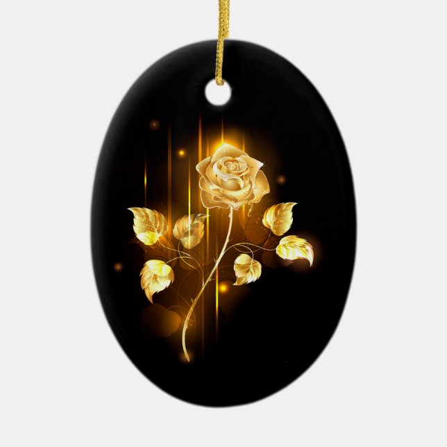 Golden rose ( gold rose ) ceramic ornament (Front)