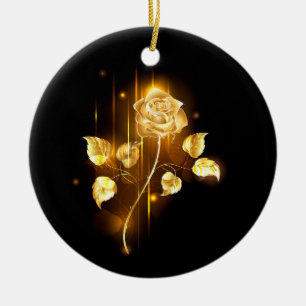 Golden rose ( gold rose ) ceramic ornament