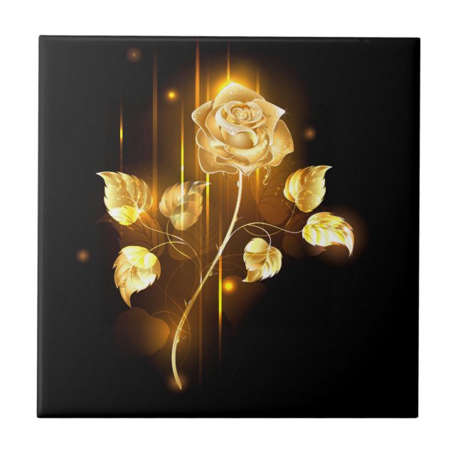 Golden rose ( gold rose ) ceramic tile (Front)