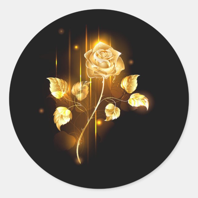Golden rose ( gold rose ) classic round sticker (Front)