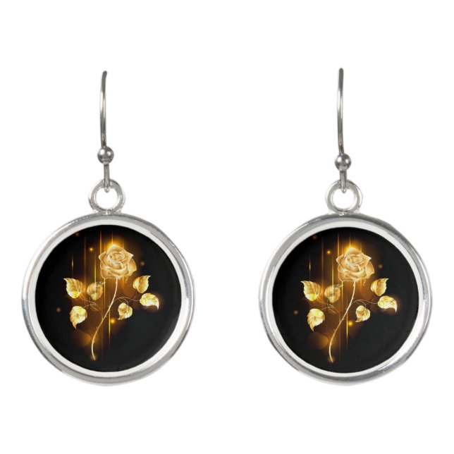Golden rose ( gold rose ) earrings (Front)
