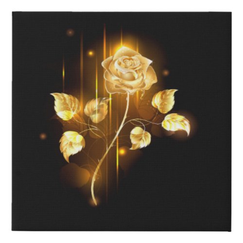 Golden rose  gold rose  faux canvas print