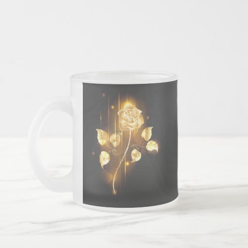 Golden rose  gold rose  frosted glass coffee mug