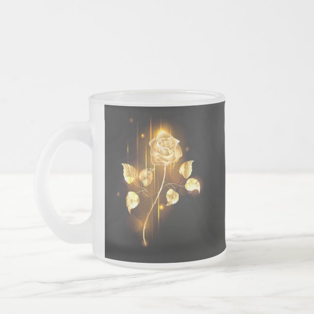 Golden rose ( gold rose ) frosted glass coffee mug (Left)