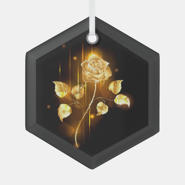 Golden rose ( gold rose ) glass ornament (Front)