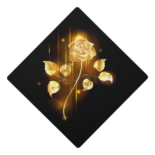 Golden rose ( gold rose ) graduation cap topper (Front)