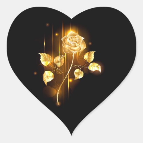Golden rose  gold rose  heart sticker