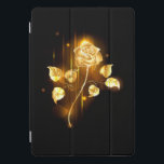 Golden rose ( gold rose ) iPad pro cover<br><div class="desc">Glowing golden rose on a black background</div>