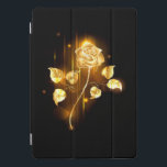 Golden rose ( gold rose ) iPad pro cover<br><div class="desc">Glowing golden rose on a black background</div>