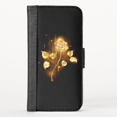 Golden rose  gold rose  iPhone XS wallet case