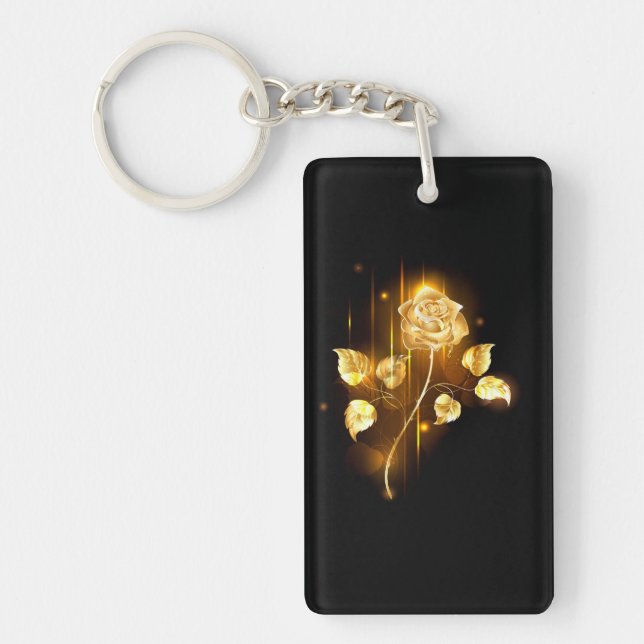 Golden rose ( gold rose ) keychain (Front)