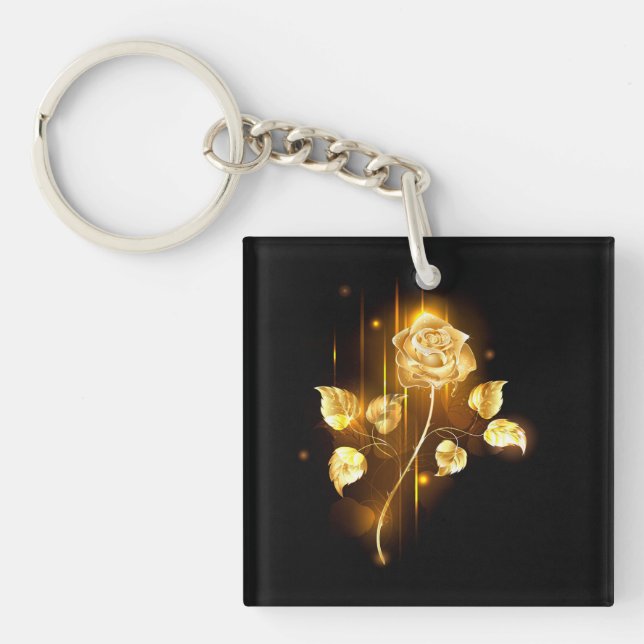 Golden rose ( gold rose ) keychain (Front)