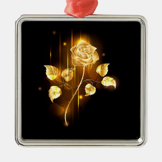 Golden rose ( gold rose ) metal ornament (Front)