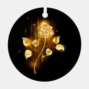 Golden rose ( gold rose ) metal ornament