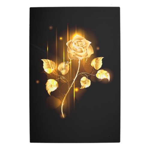 Golden rose  gold rose  metal print