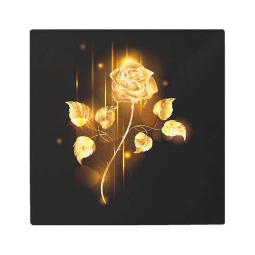 Golden rose  gold rose  metal print