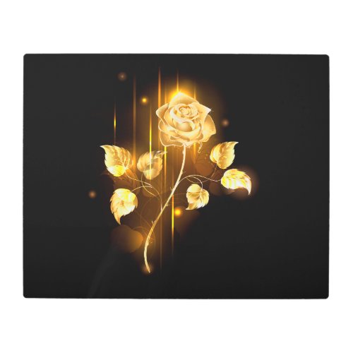 Golden rose  gold rose  metal print