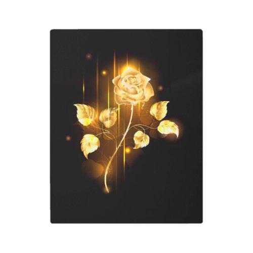 Golden rose  gold rose  metal print