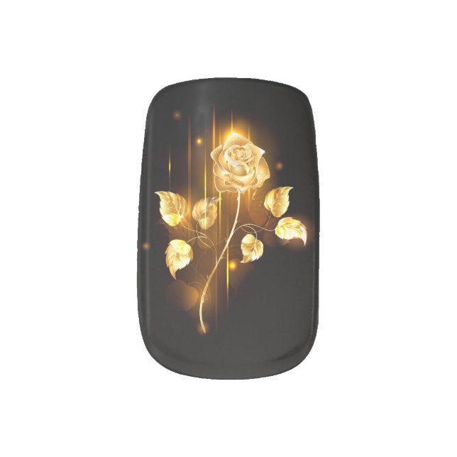 Golden rose ( gold rose ) minx nail art (Left Thumb)