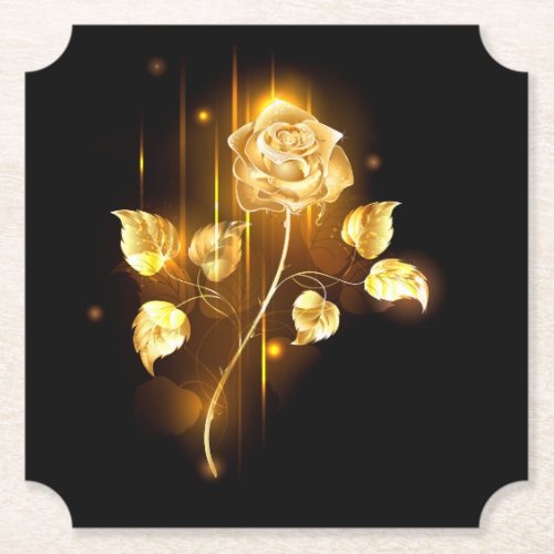 Golden rose  gold rose  paper coaster