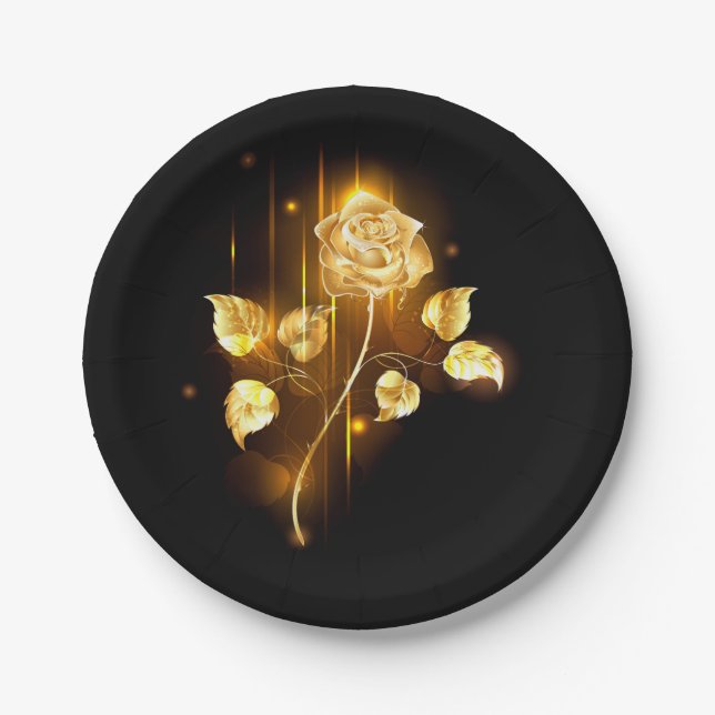 Golden rose ( gold rose ) paper plates (Front)