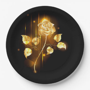 Golden rose ( gold rose ) paper plates