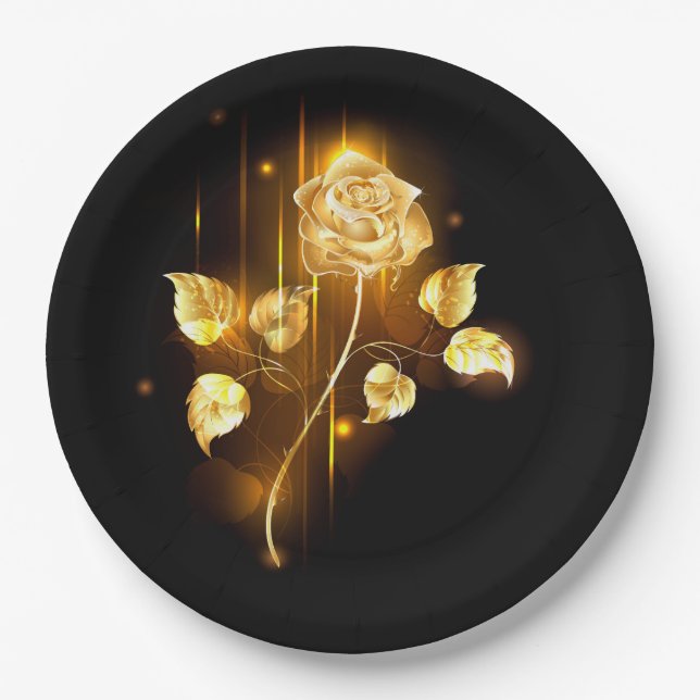 Golden rose ( gold rose ) paper plates (Front)