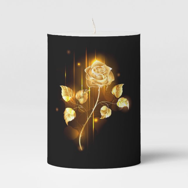 Golden rose ( gold rose ) pillar candle (Front)
