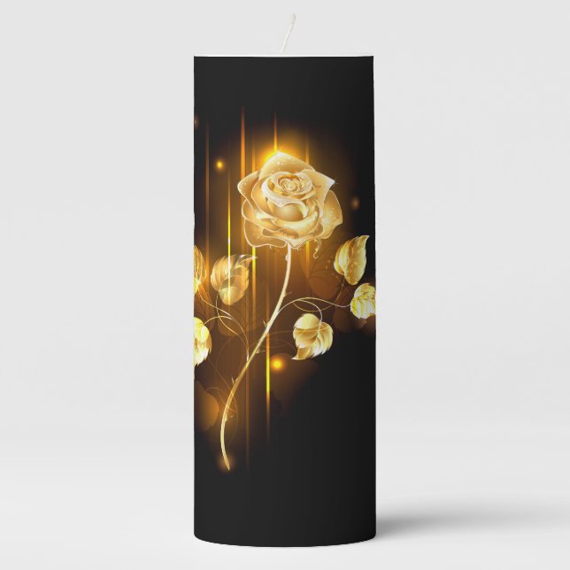 Golden rose ( gold rose ) pillar candle (Front)
