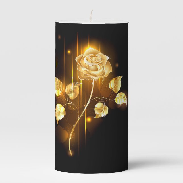 Golden rose ( gold rose ) pillar candle (Front)