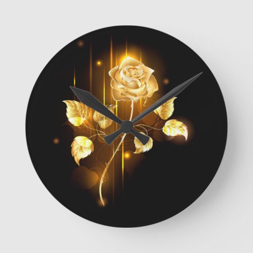 Golden rose  gold rose  round clock