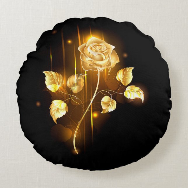 Golden rose ( gold rose ) round pillow (Front)