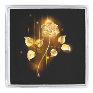 Golden rose ( gold rose ) silver finish lapel pin