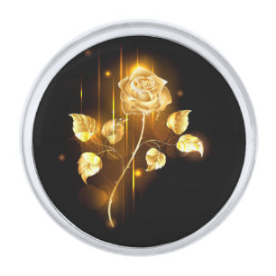 Golden rose ( gold rose ) silver finish lapel pin