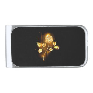 Golden rose ( gold rose ) silver finish money clip