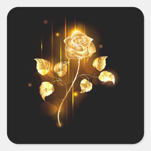 Golden rose ( gold rose ) square sticker (Front)