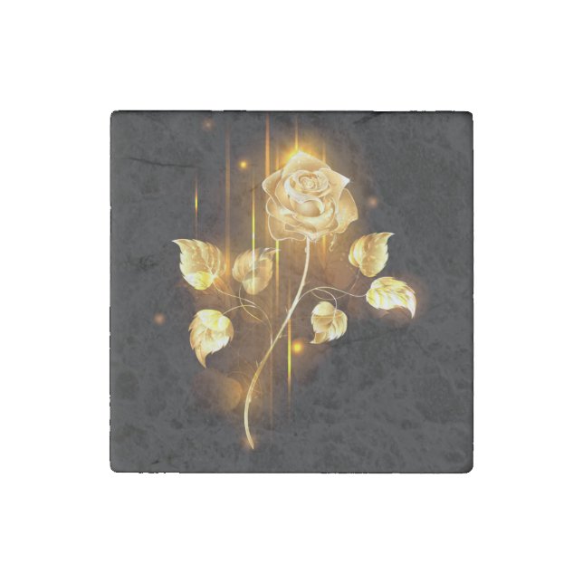 Golden rose ( gold rose ) stone magnet (Front)