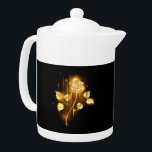 Golden rose ( gold rose ) teapot<br><div class="desc">Glowing golden rose on a black background</div>
