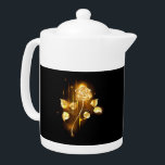 Golden rose ( gold rose ) teapot<br><div class="desc">Glowing golden rose on a black background</div>