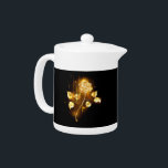 Golden rose ( gold rose ) teapot<br><div class="desc">Glowing golden rose on a black background</div>