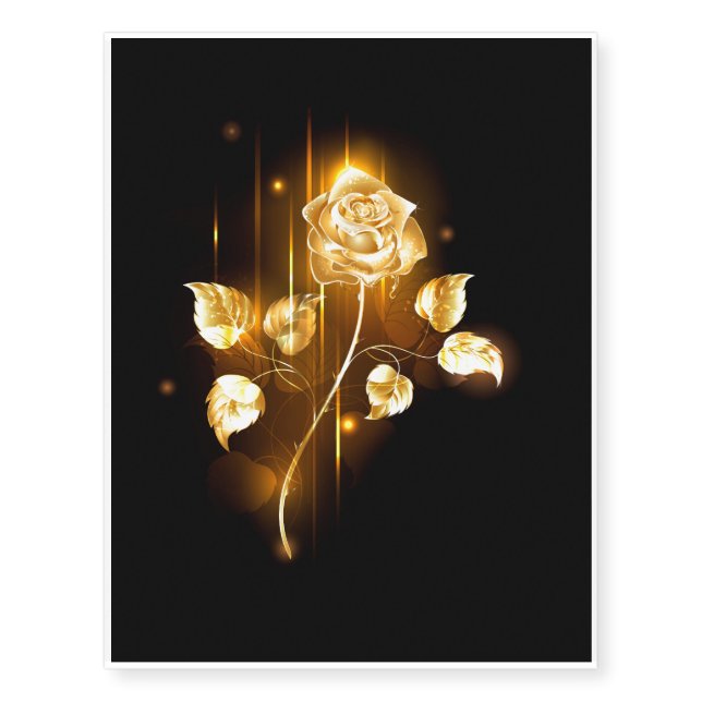 Golden rose ( gold rose ) temporary tattoos (Front)