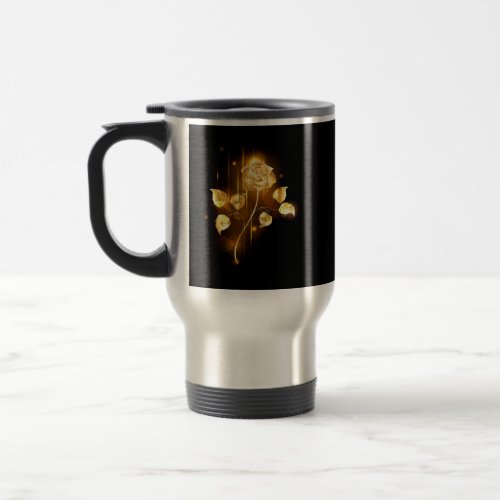 Golden rose  gold rose  travel mug