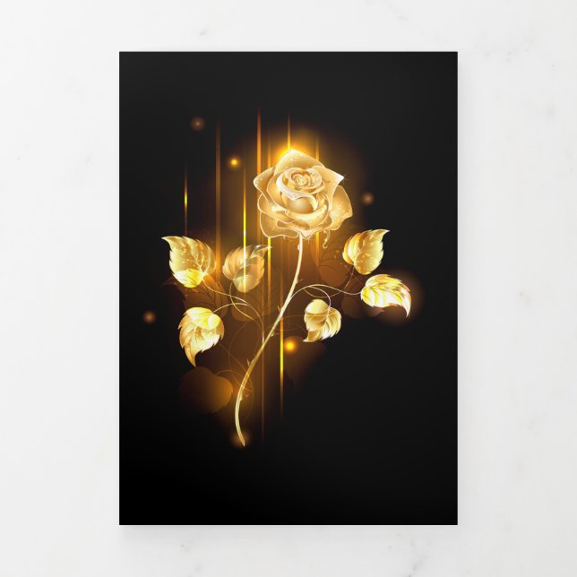 Golden rose ( gold rose ) Tri-Fold holiday card (Cover)