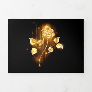 Golden rose ( gold rose ) Tri-Fold holiday card