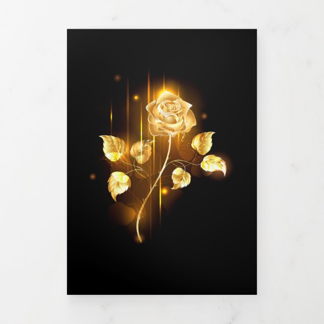 Golden rose ( gold rose ) Tri-Fold invitation (Cover)