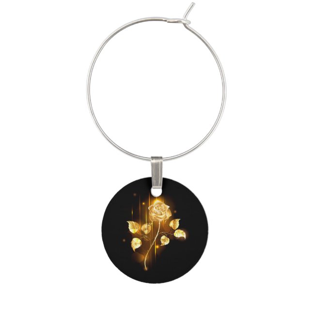 Golden rose ( gold rose ) wine charm (Front)