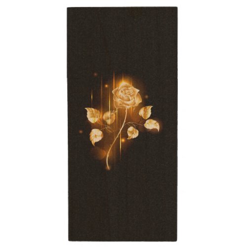 Golden rose  gold rose  wood flash drive