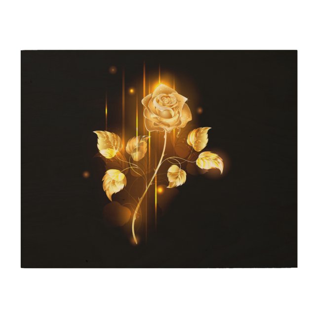 Golden rose ( gold rose ) wood wall art (Front)